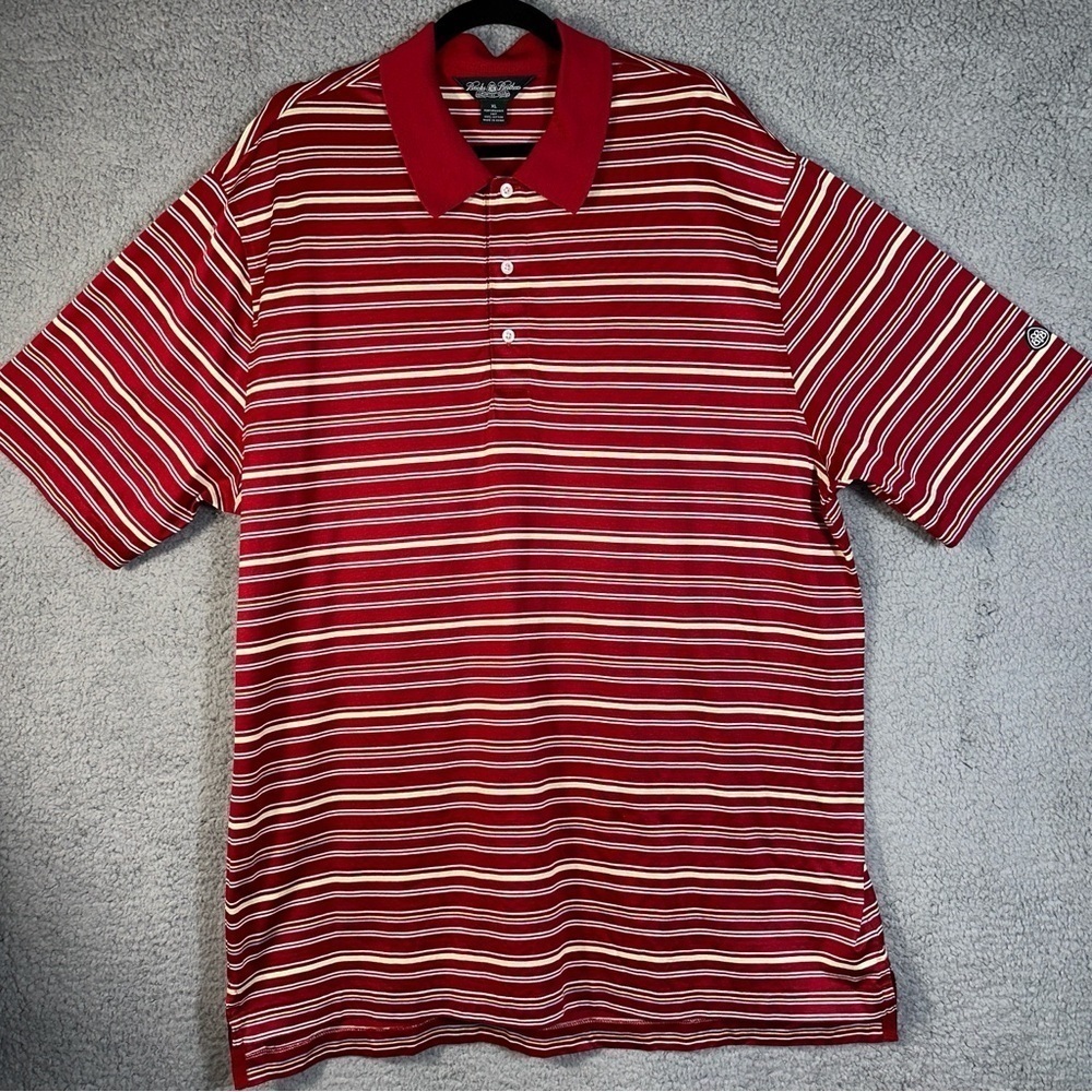Brooks Brothers Shirts Mens XL Red Stripe Country Club Golf Polo Performance